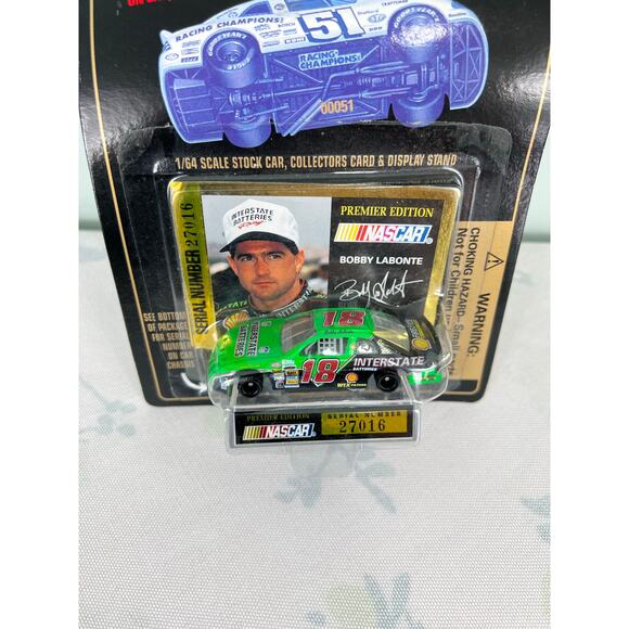 Vintage 1995 Bobby Labonte 1:64 Stock Car Collectors Card & Display Stand - Picture 2 of 4
